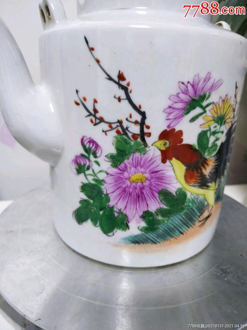 50年代花卉公鸡壶_彩绘瓷/彩瓷【小封老货】_第2张_7788瓷器