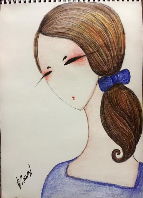 手绘卡通人物彩铅|插画|插画习作|夏天的雨0701