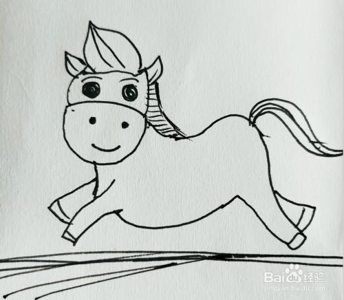 如何来画一只奔腾的小马简笔画呢?