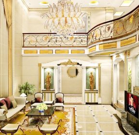 2021复式楼客厅水晶灯图片-装信通网效果图大全