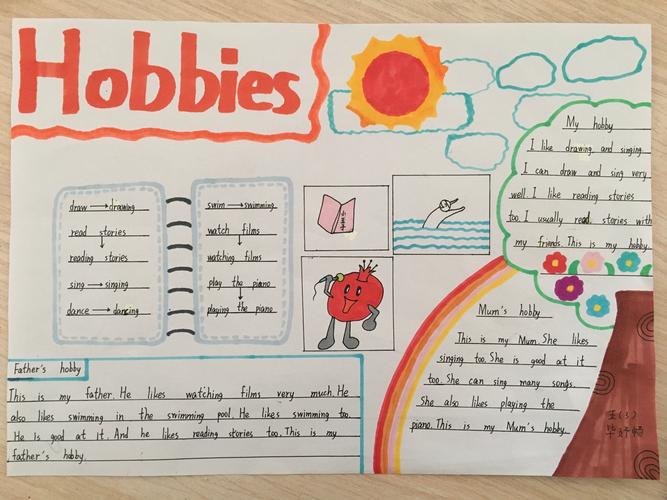 hobbies英文手抄报欣赏—五3班