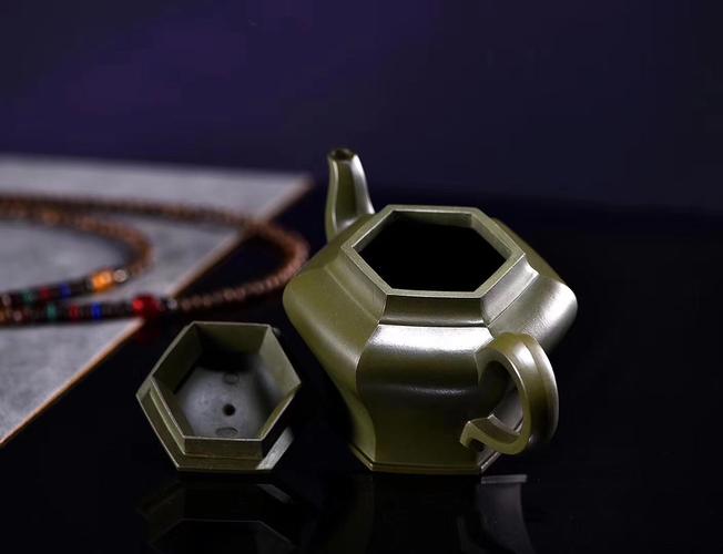 刘建英紫砂壶作品 六方宫灯壶 原矿绿泥 340cc 刘建英紫砂壶价格,多少