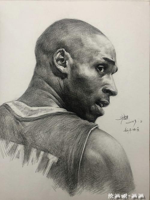 科比素描头像步骤图片 科比画法教程