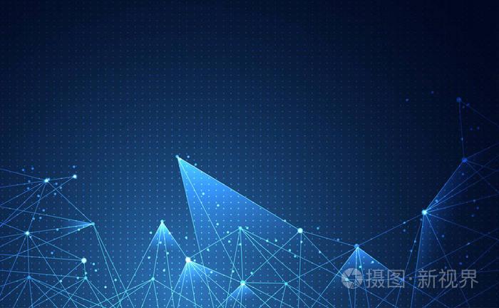 现代抽象网络科学连接技术互联网与平面设计.高科技未来蓝色背景网络.