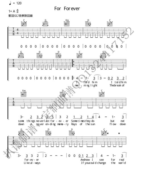 for forever的吉他谱来啦_吉他_华晨宇_尚海湾攻略_薯条_吉他谱分享