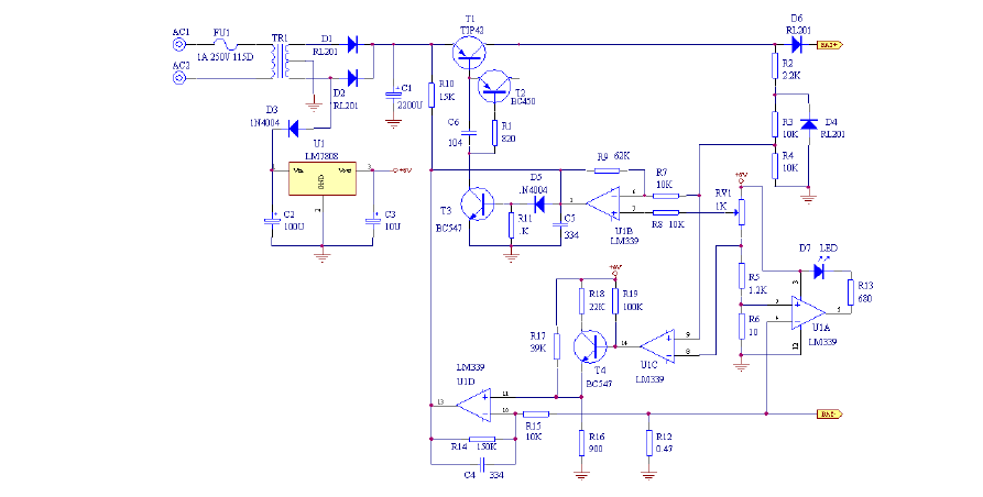 12v汽车电瓶充电器电路图