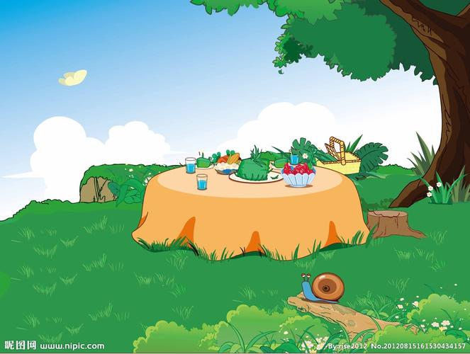 野餐场景 自然环境 动物 树木设计图__卡通设计_广告