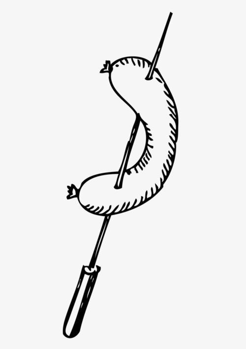 烤肠简笔画卡通