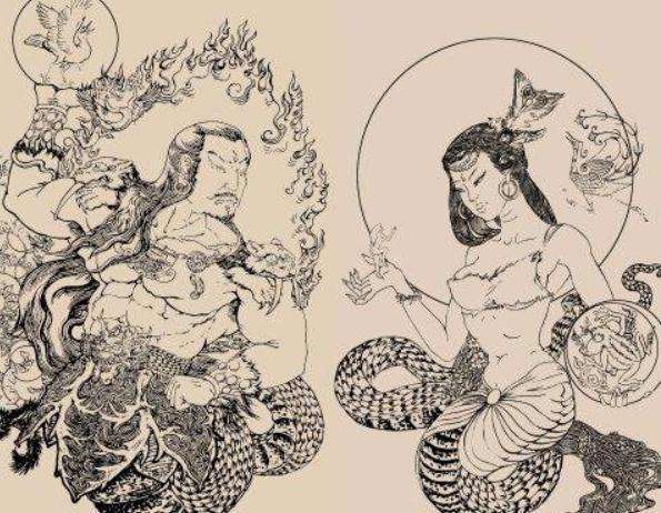 在伏羲和女娲的古画中,为何两人是"人首蛇身",且缠绕在一起?