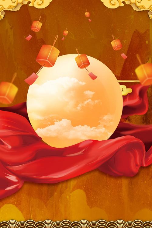 手绘中秋节灯笼背景图