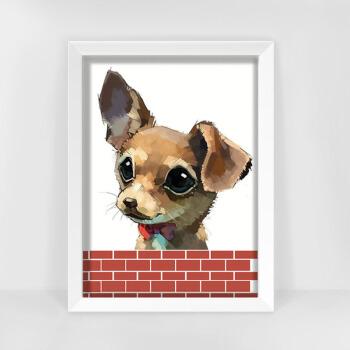 大眼睛萌宠可爱小动物diy数字油画手绘儿童学生简单动物填色油画sn