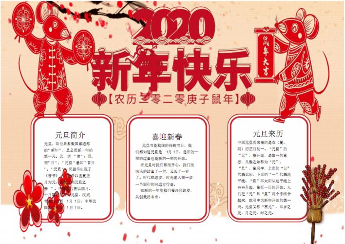 (图文)2020新年快乐小报手抄报模板.pdf 1页