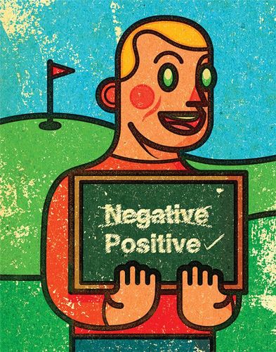 negative/positive : an illustration for golf business magazine.