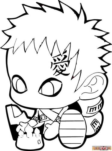 火影忍者简笔画我爱罗带颜色