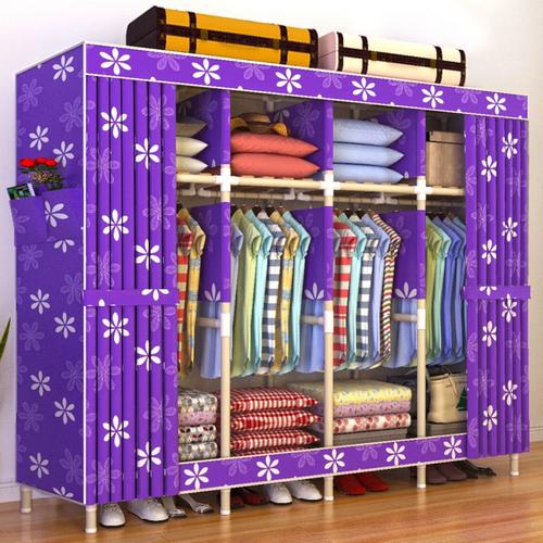 新疆简易衣橱布衣柜双人收纳牛津布g艺非木质组合钢架布衣柜子