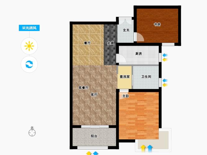 宝地东花园户型2室1厅1卫1厨