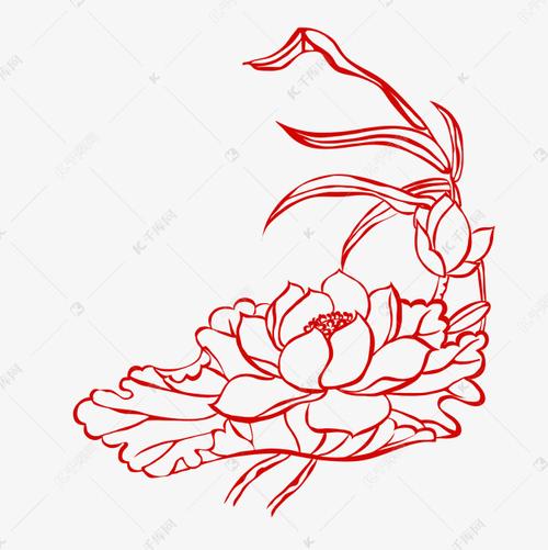 单线荷花剪纸
