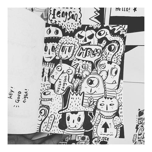 最近画的一些黑白涂鸦.