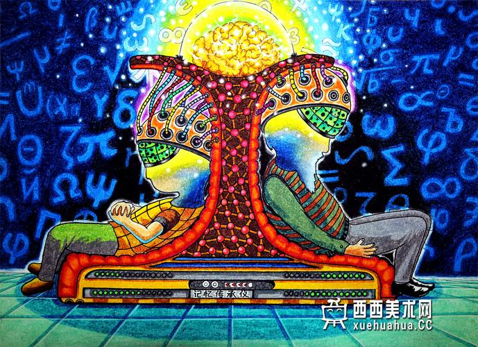 一等奖小学生科科幻画《记忆传承仪》欣赏