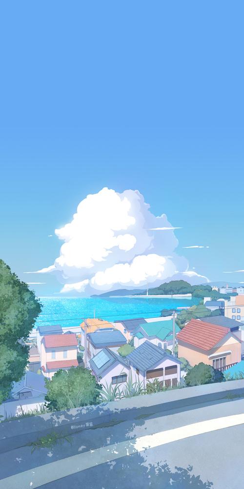 夏日感的动漫风壁纸图源水印