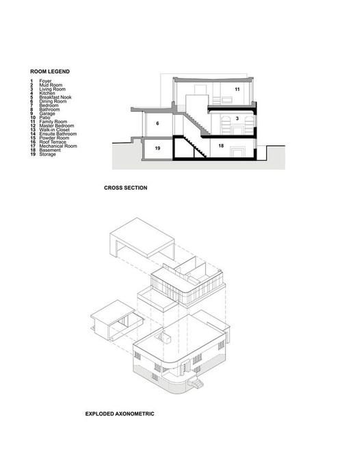 hambly住宅,剖面图