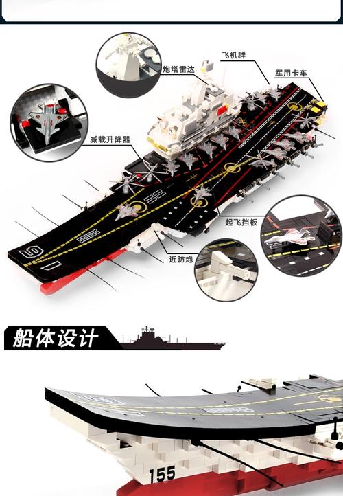 沃马积木男孩拼装航空母舰玩具战舰世界军舰航母儿童军事模型系列_5折