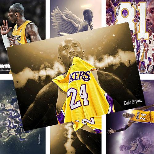 科比海报墙壁nba湖人队篮球kobe周边卧室超大高清签名墙纸壁纸科比a版