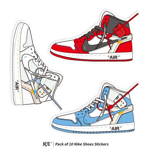 offwhite联名airjordan潮牌球鞋贴纸个性行李箱电脑平板滑板贴画