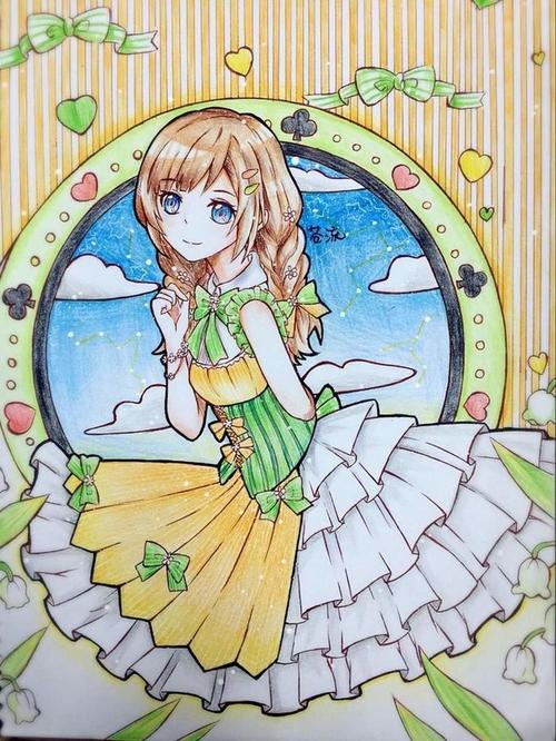 com 手绘 彩铅 少女 duitang.com