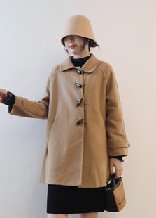 g666斗篷双面羊绒大衣女小个子牛角扣赫本风羊毛呢子外套