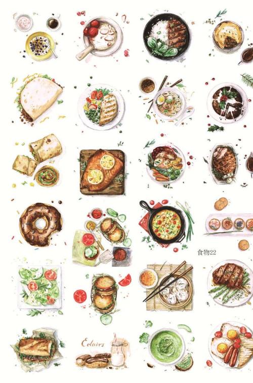 创意a5手帐手绘水彩食物不干胶贴纸好评好店
