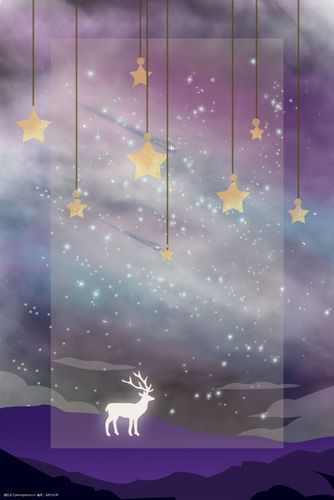 梦幻的紫色星空麋鹿