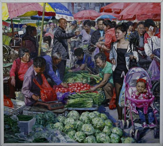 2016年"菜市场"参加天津建党九十五周年美展.