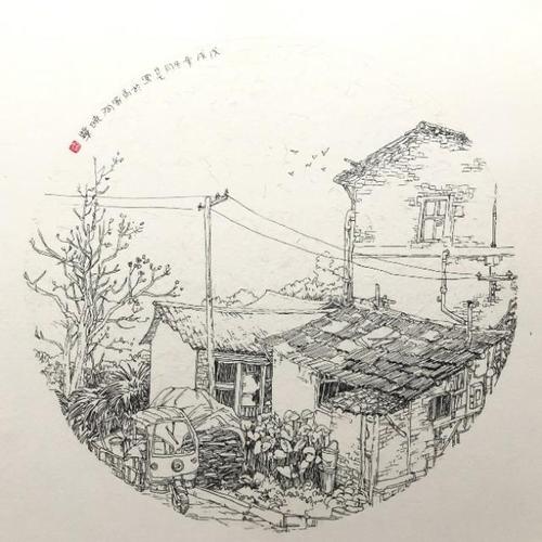 向晓华先生的钢笔画写生作品分享