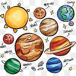 手绘卡通太阳系星球