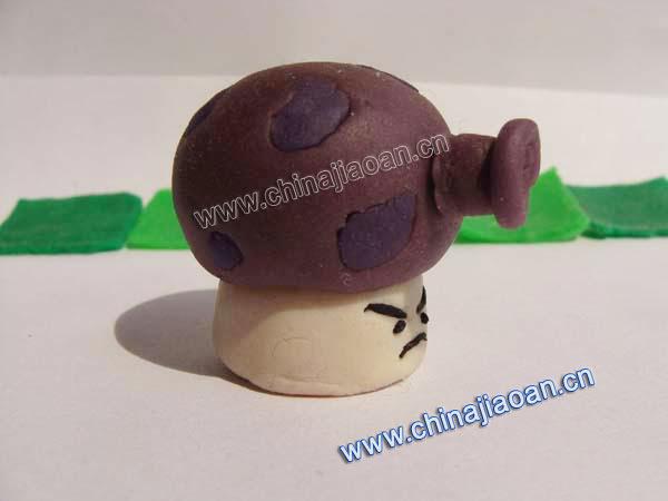 橡皮泥手工植物大战僵尸:大喷菇(烟雾蘑菇)