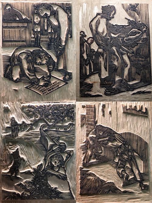 【阿q正传插图】手工雕刻黑白木刻版画