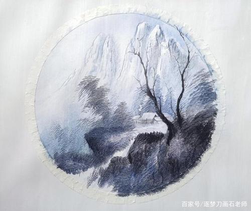 绘画教程113—创意刀画雪景山水画步骤图送给你