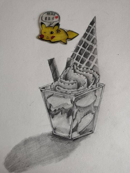 【图】 又是是一幅素描图,这次画的是冰淇淋素描.
