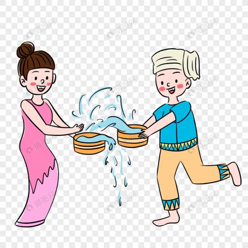 卡通傣族泼水节人物 元素
