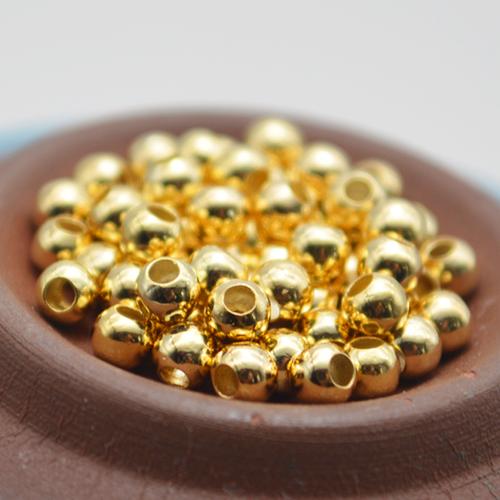 美国进口14k包金小金珠散珠转运珠串珠隔珠光面圆珠金diy饰品保色