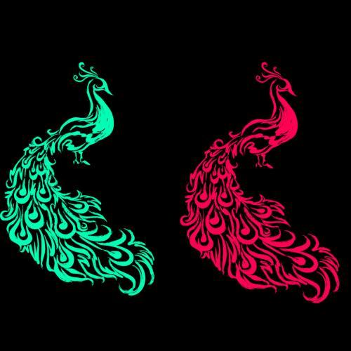 简单孔雀套色剪纸图片大全