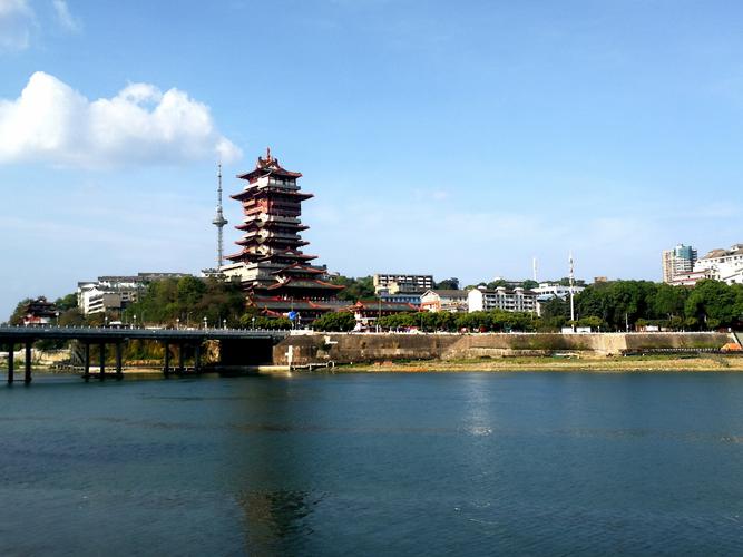 下午绵阳市天空和涪江水及建筑!