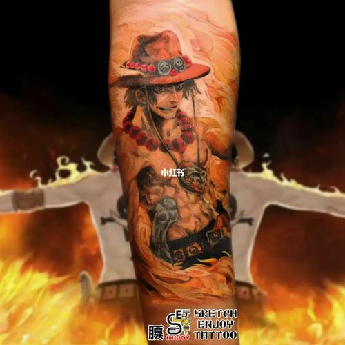 彩色文身作品 艾斯_纹身_卡通_动漫_海贼王_刺青_北京