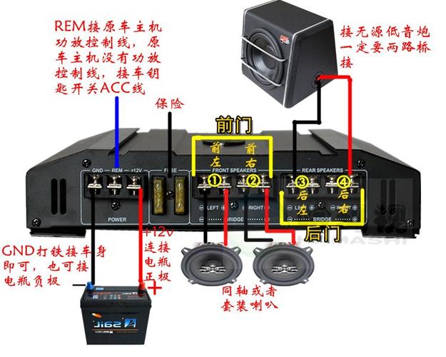 汽车功放 4声道 车载四路功放 低音炮音箱 音响改装 4