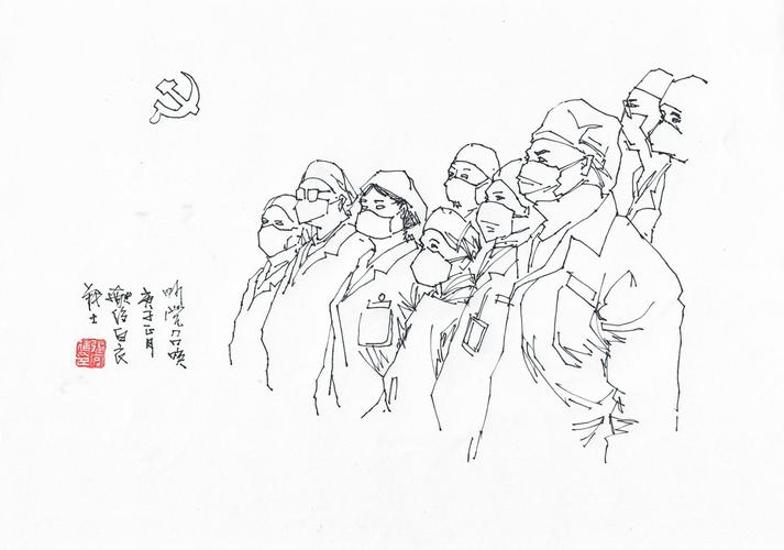在一起|河南滑县:干警手绘素色图 致敬"最美逆行者"