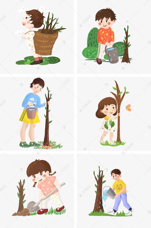 植树节人物插画合集