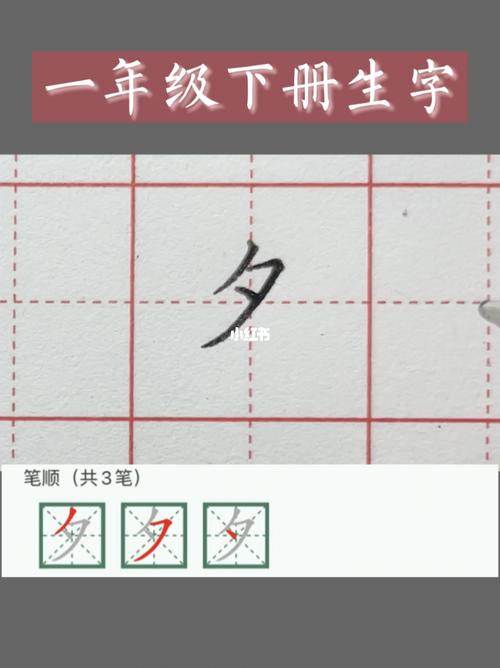 一年级下册语文生字【夕】字硬笔楷书_楷书_语文_硬笔