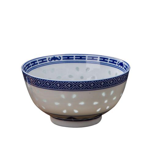 lichen景德镇青花古典玲珑瓷器饭碗青花龙工字蝙蝠釉中彩陶瓷碗45英寸