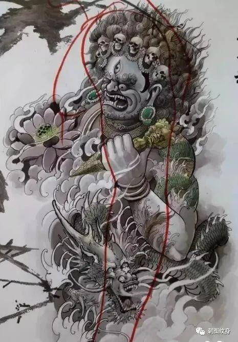 大黑天纹身 小腿纹身 纹身手稿素材